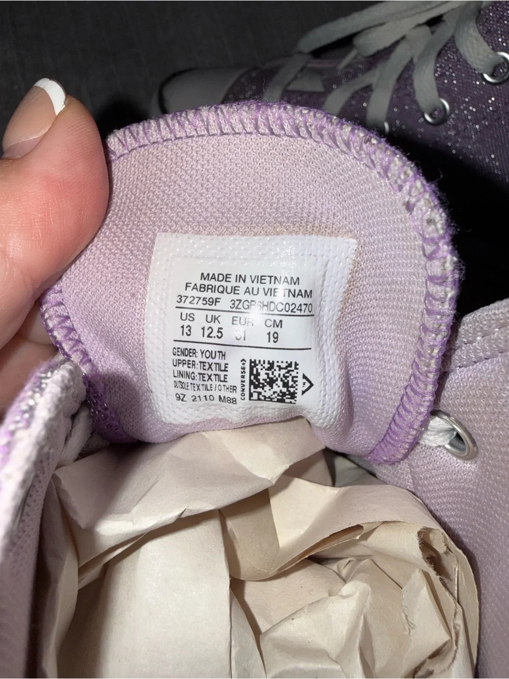 Converse Kids Lavender Glitter High-Top Sneakers
